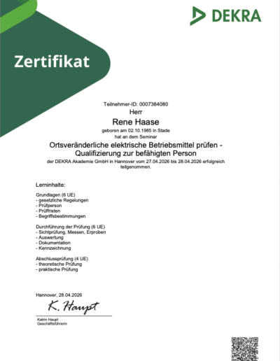 Zertifikat Ortsveränderliche Mittel prüfen